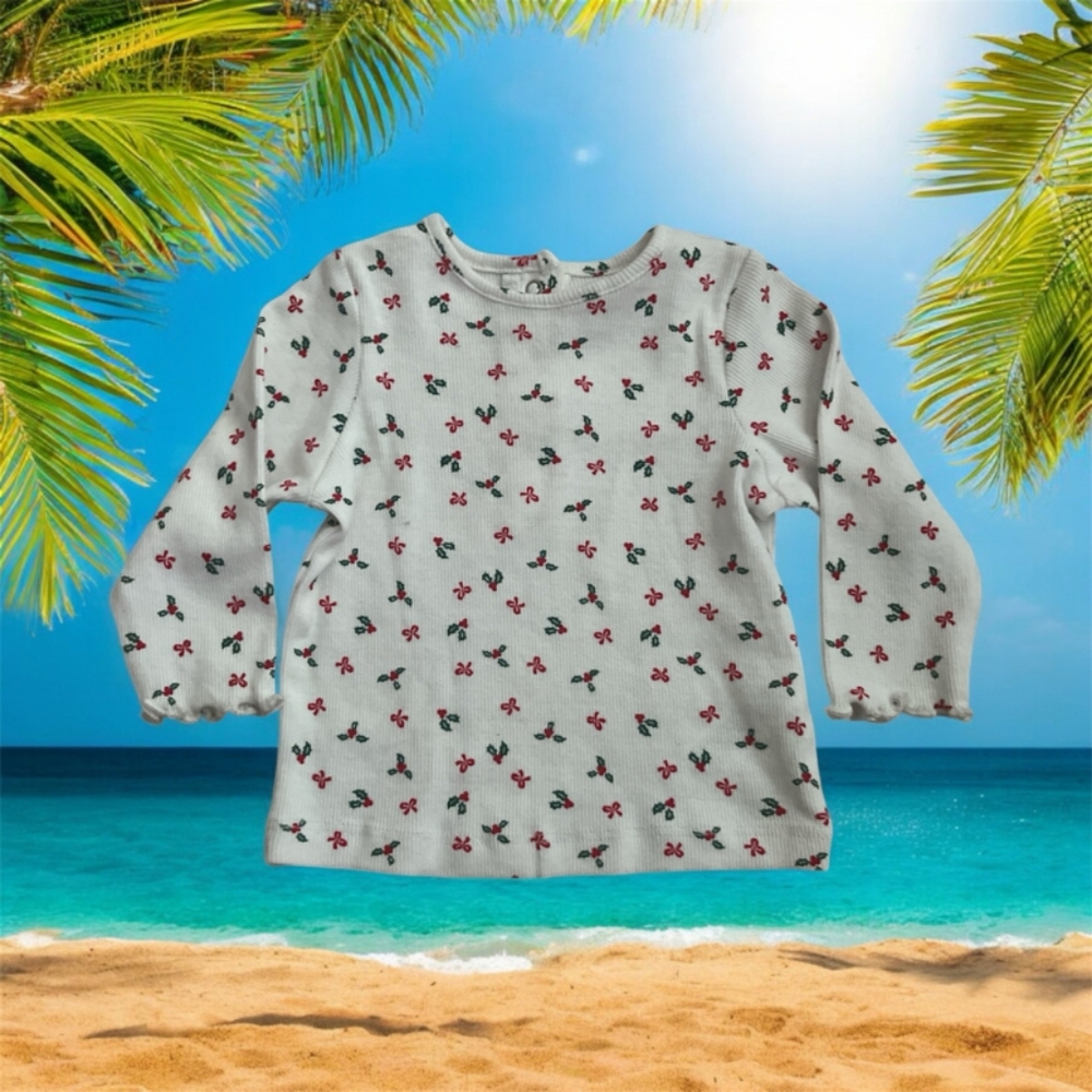 🥳 3/$15 KIDS CLEARANCE❣️NWOT Little Me Holiday Ruffle Long Sleeve Top Sz 6 mos